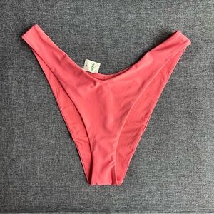 NWT Aerie Super High Cut Cheekiest Bikini Bottom Cheeky Strawberry Pink Swim L
